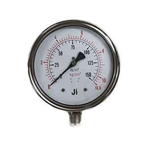 Japsin Instrumentation 0-10.6kg/cm Glycerin Filled Pressure Gauge with Dual Scale 150 PSI, Connection: 1/4 inch, JI-PG-116