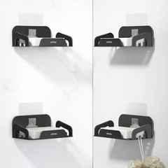 Plantex Self Adhesive Soap Dish for Bathroom/Stainless Steel Soap Holder for Washbasin/Soap Stand for Bathroom Without Drill/Bathroom Accessories (Pack of 4) Black