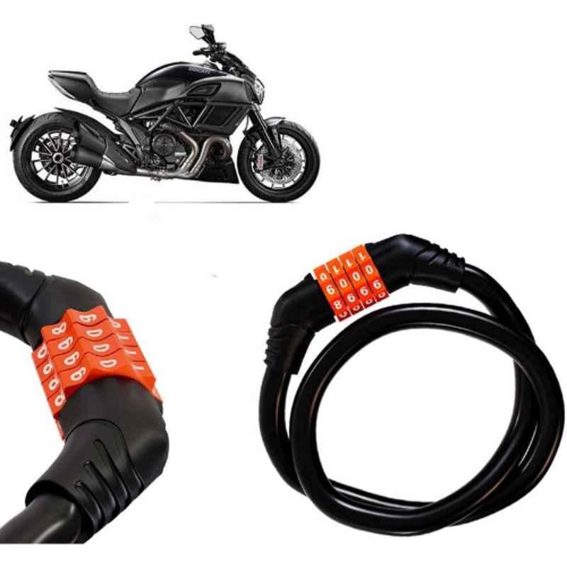 Auto Pearl Black & Orange 4 Digit Anti-Theft Combination Number Lock for Diavel