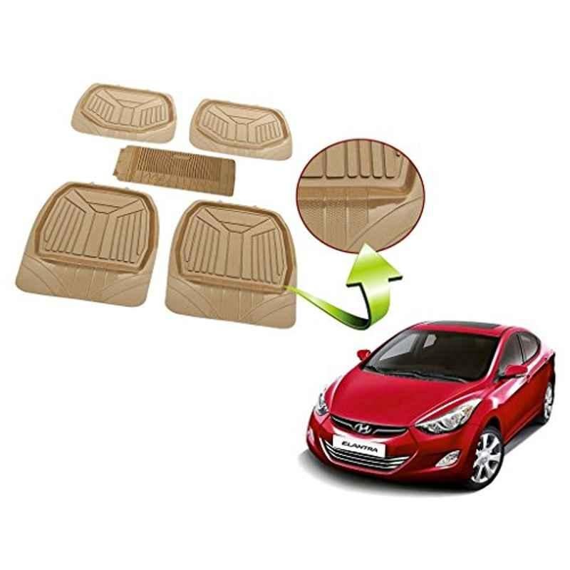 Kozdiko 5 Pcs Rubber Beige 3G Rubber Mat Set for Hyundai I20 Active