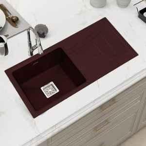 Plantex 36x18 inch Quartz Choco Brown Matt Kitchen Sink/UV Protected Kitchen Sink/Undermount Sink for Kitchen/Metalic Single Bowl Sink with Coupling & Hose Pipe, APS-2026