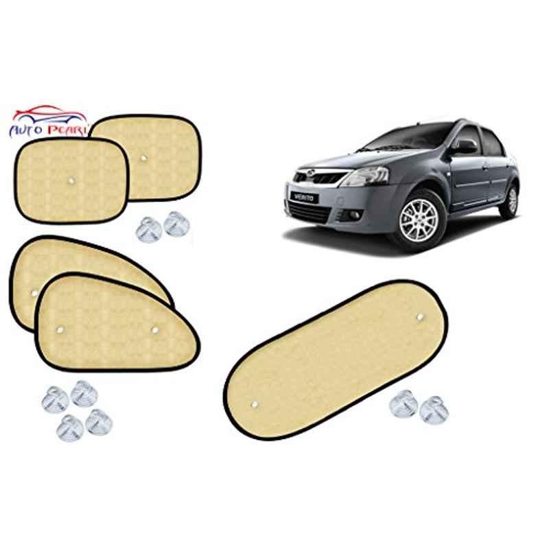 Auto Pearl 5 Pcs PVC & Mesh Beige Window & Rear Sun Shade Set for Mahindra Verito
