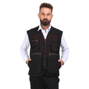 Club Twenty One Workwear Jurassic Cotton Black Safety Vest Jacket, 4002, Size: M