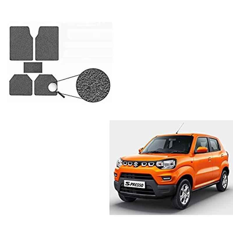 Kozdiko 5 Pcs Grey Heavy Duty Anti-Slip Noodle Nomad Style Car Floor Mat Set for Maruti Suzuki S-Presso