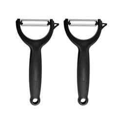 Kohe 2 Pcs 146mm Stainless Steel Black Y-Type Non-Serrated Double Edged Swivel Blade Vegetable & Fruits Peeler Set, 1203.2