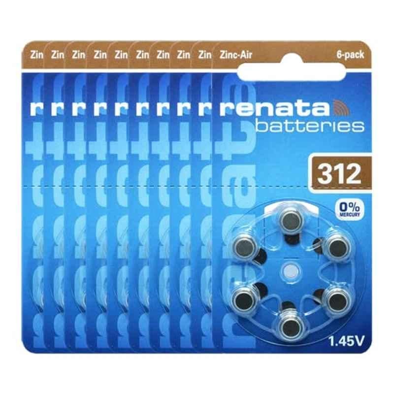 Renata 6 Pcs 1.45V Hearing Aid Batteries Set, 312