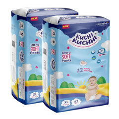 Kuchi Kuchhi 42 Pcs 12-17kg White Extra Large Ultra Soft Baby Diaper Pant with 3D Bubble Top, KK_XL42X2 (Pack of 2)