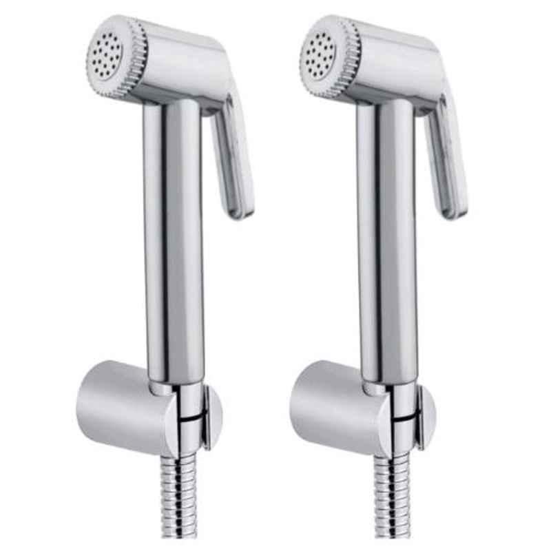 Joyway Sleek Plastic Chrome Finish Silver Finish Health Faucet with 1m Flexible Tube & Wall Hook (Pack of 2)