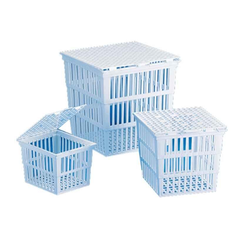 Tarsons 4 Pcs 230x230x230mm Test Tube Basket with Cover Set, 180030 (Pack of 12)