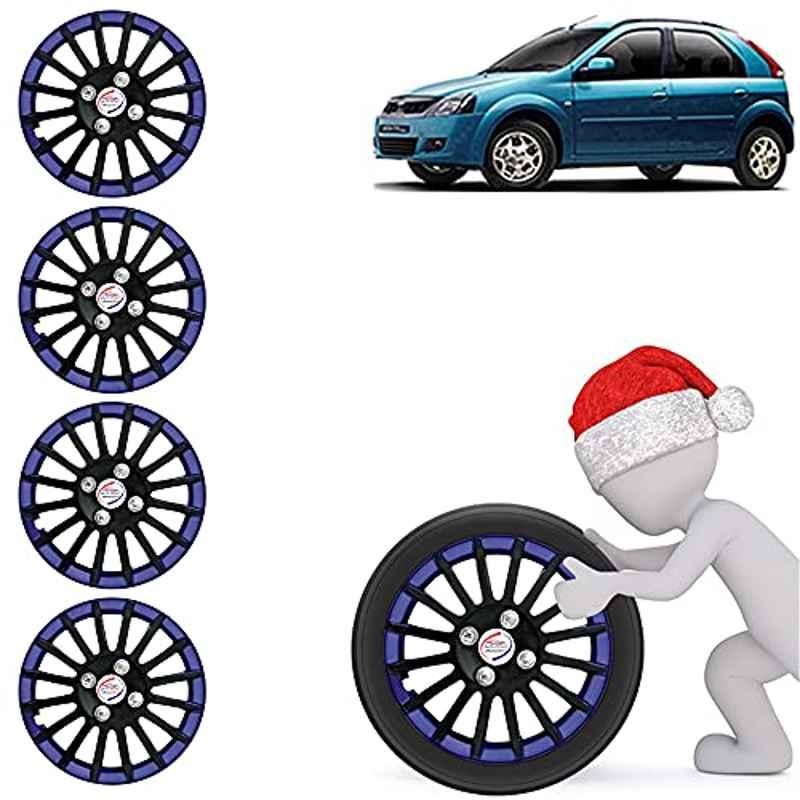 Auto Pearl 4 Pcs 14 inch ABS Black & Blue Car Wheel Cover Set for Mahindra Mahindra Verito Vibe