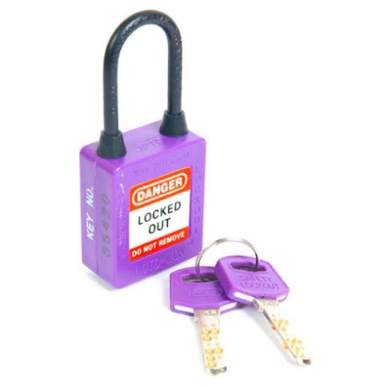 LOTO-LOK 20mm Stainless Steel & Nylon Purple Three Point Traceability Padlock with 2 Unique Keys Per Lock, 3PTPPKDN40