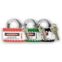 Asian Loto 3 Pcs Metal & Plastic Red, Green & Black Regular Shackle Jacket Padlock Set with 3 Keys, ALC-LPR