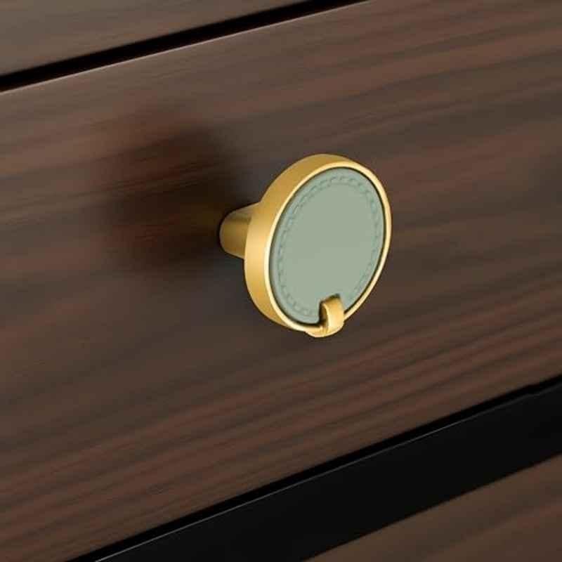 Plantex Knobs for Drawers/Drawer Knobs/Round Knob for Cabinets/Pull-Push Knob for Kitchen/Bedroom/Drawer Gold & Green