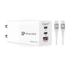 Ultraprolink Boost PD100 100W White 3 USB Port GaN Travel Charger, UM1184C