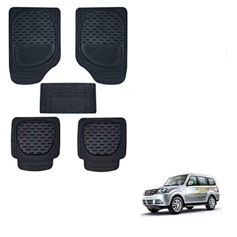 Kozdiko 6255 5 Pcs Rubber & PVC Black Heavy Car Foot Mat Set for Tata Sumo Grand