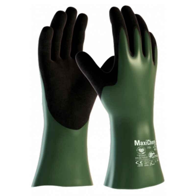 ATG MaxiChem Cut 356-633 Synthetic Nitrile Coated Green & Black Safety Gloves, Size: XL