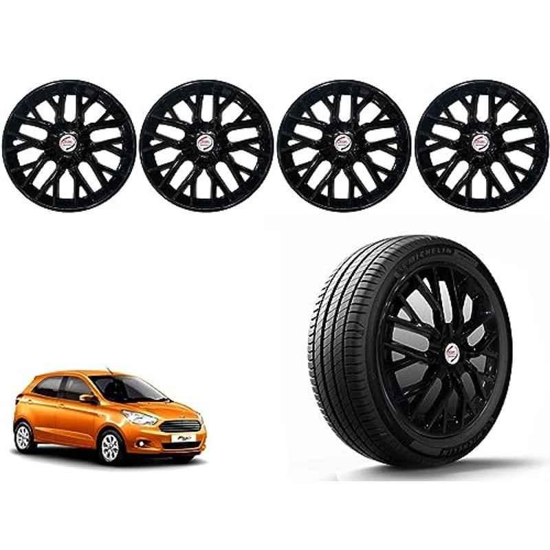 Auto Pearl 4 Pcs 14 inch Polypropylene Black Press Type Car Wheel Cover Set with Retention Ring for Ford Figo Type 3 2015 Onwards, 14WC_Phoenix_Black_FigoType3_2015onw