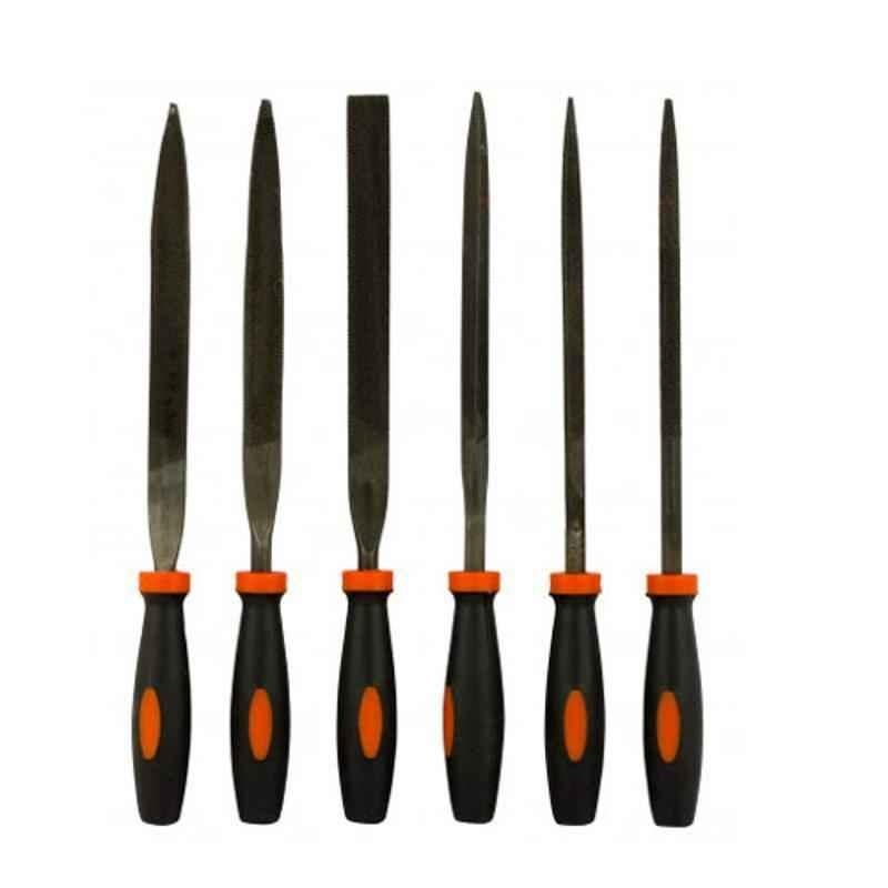 Black+Decker 6 Pcs 174mm Orange & Black Needle File Set , BDHT22148