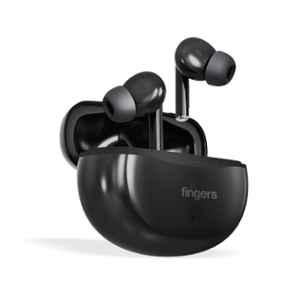 Fingers Go-Hi-3 Black IPX4 TWS Earbuds with 17.5 hrs Playtime, SNC, Voice Assistant & Type-C Fast Charging