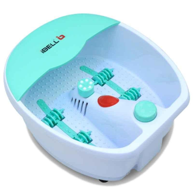 iBELL FTM350G 350W White & Green Foot Massager Machine with Vibration & Water Heating Technology