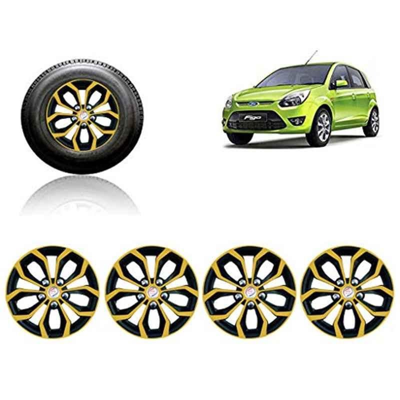 Auto Pearl 4 Pcs 14 inch ABS Golden & Black Car Wheel Cover Set for Ford Figo T1