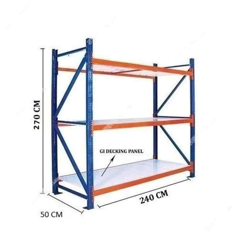 Ast 270cm Blue & Orange Heavy Duty Shelving with 3 Shelves