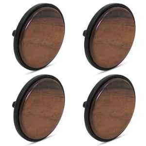 Plantex Knobs for Drawer | Round Drawer Knobs | Knobs for Cabinets | Pull-Push Knobs for Kitchen | Wardrobe Drawer Knobs (Pack of 4) Big, Black & Wood