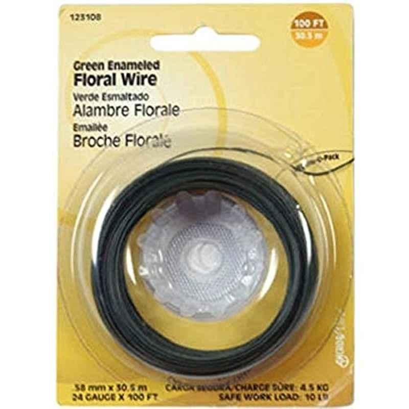 Hillman 38mmx30.5m Green Enamel Coated Floral Wire,123108
