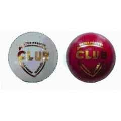 HTM Club White & Red Standard Cricket Leather Ball for Training, Hobby Play & Matches (Pack of 2)