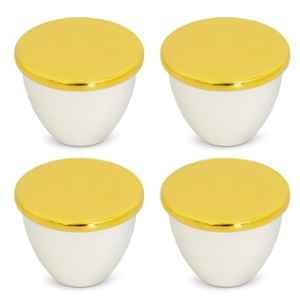 Plantex Knobs for Drawer/Drawer Knobs/Knobs for Cabinets/Pull-Push Knobs for Kitchen/Bedroom Drawer (Pack of 4) Gold & White