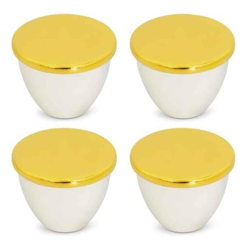 Plantex Knobs for Drawer/Drawer Knobs/Knobs for Cabinets/Pull-Push Knobs for Kitchen/Bedroom Drawer (Pack of 4) Gold & White