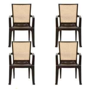 Nilkamal 2226 SRB Plastic Brown Outdoor Chair, (Pack of 4)