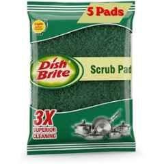 Dish Brite 10x12.5cm Green Scrub Pad for Hard Stain (Pack of 5)