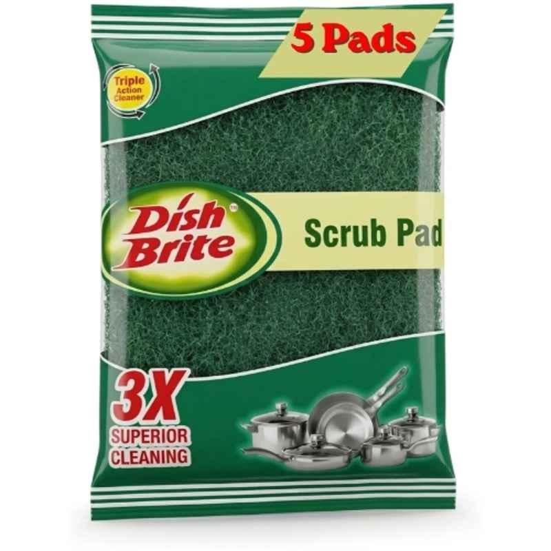 Dish Brite 10x12.5cm Green Scrub Pad for Hard Stain (Pack of 5)