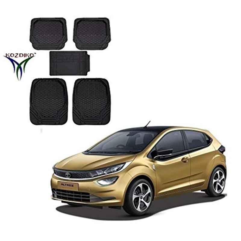Kozdiko 5 Pcs Rubber Black Car Floor Mat Set for Tata Altroz
