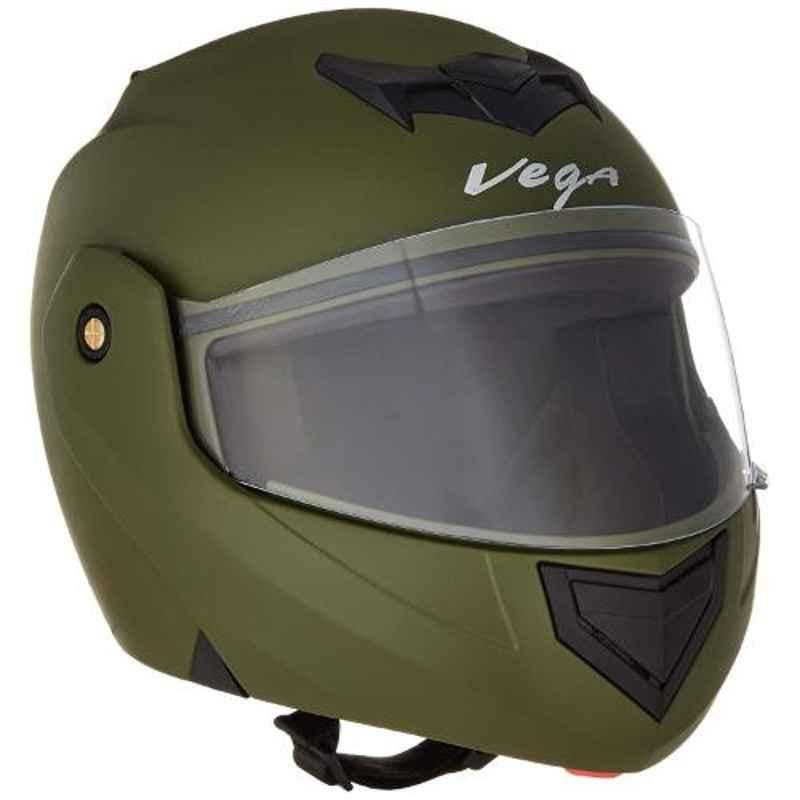 Vega Crux DX Large Size Dull Battle Green Flip Up Helmet