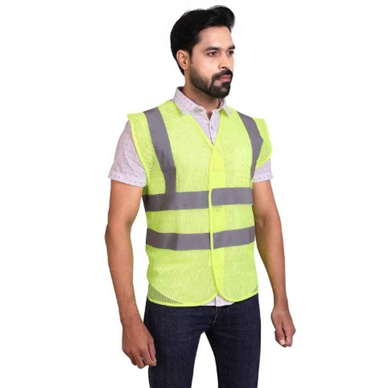 ReflectoSafe Pro High Visibility Reflective Adjustable Green Polyester Safety Jacket, Size: L (Pack of 5)