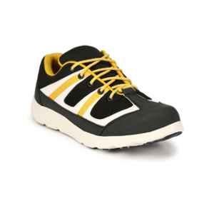 Eego Italy Leather Steel Toe Black Work Safety Shoes, Size: 7, WW-46