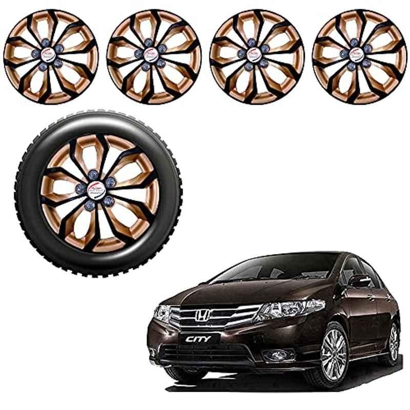 Auto Pearl 4 Pcs 15 inch ABS Golden & Black Car Wheel Cover Set for Honda City Ivtec