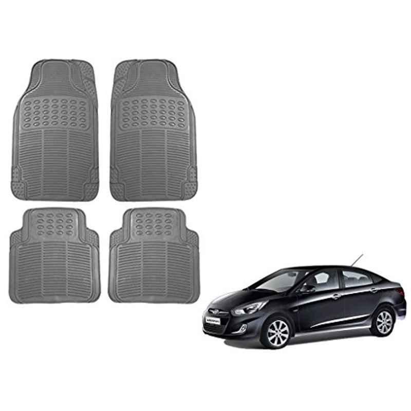 Kozdiko 4 Pcs Grey Rubber Car Mat Set for Hyundai Verna Fluidic