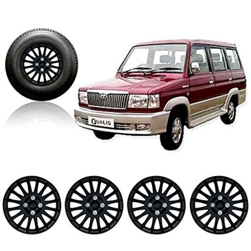Auto Pearl 4 Pcs 14 inch Black Wheel Cover Set for Toyota Qualis