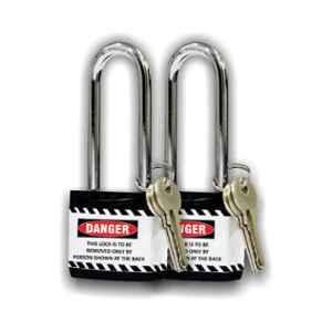 Asian Loto 2 Pcs 65mm Black Long Shackle Jacket Padlocks Set for Safety, ALC-LPL-KK