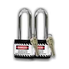 Asian Loto 2 Pcs 65mm Black Long Shackle Jacket Padlocks Set for Safety, ALC-LPL-KK