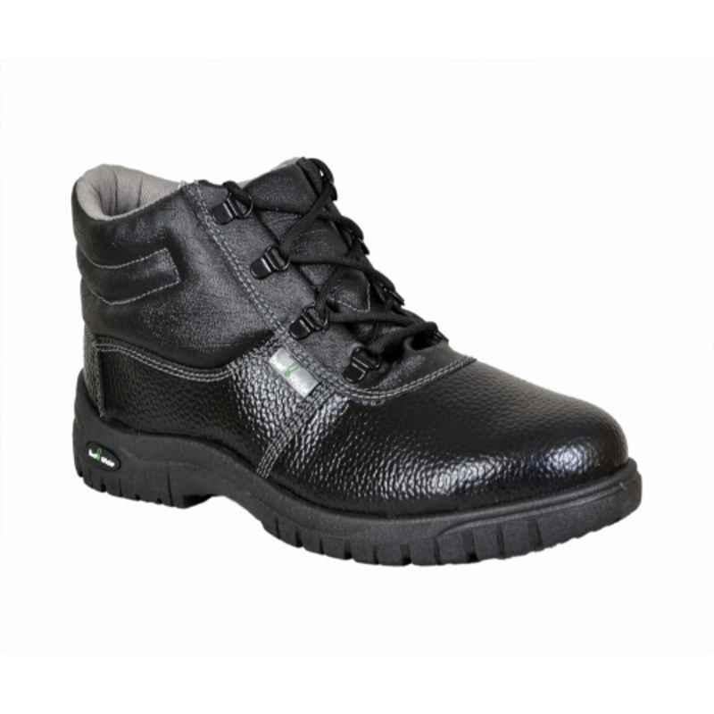 Safe Ride Eco Synthetic Leather Steel Toe Black Safety Shoes, Size: 10