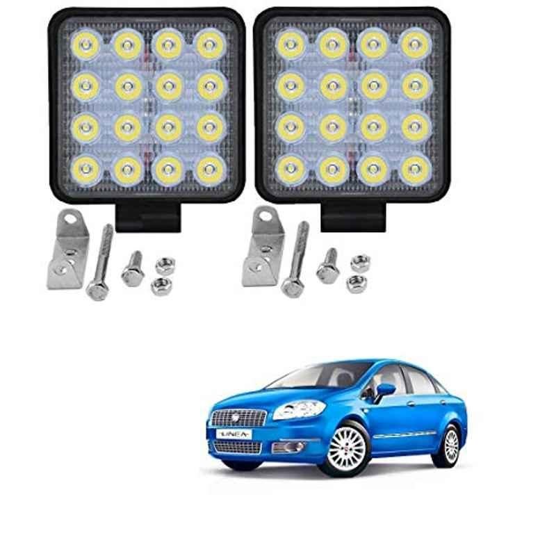 Kozdiko 2 Pcs 48W 16 LED White Bright Beam Square Fog Light Set for Fiat Linea Classic, koz_92750