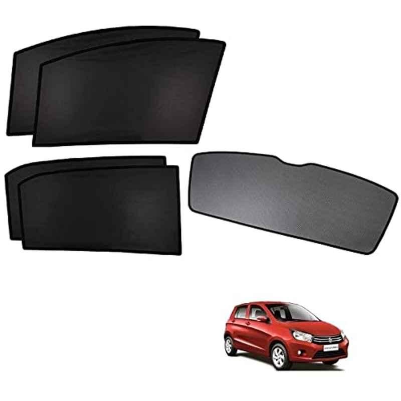 Kozdiko 5 Pcs Polyester Black Non Magnetic Window & Rear Sun Shades Set for Maruti Suzuki Celerio