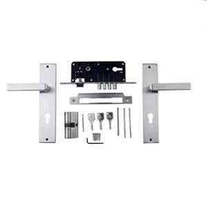 Voltizi ‎Stainless Steel ‎Matt Finish Mortise Bedroom Door Lock Set with 4 Latches, Both Side Key Cylinder & Pull Handle, MG201