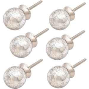 Atom GK001 Silver Crystal Glass Cabinet Door knob (Pack of 6)