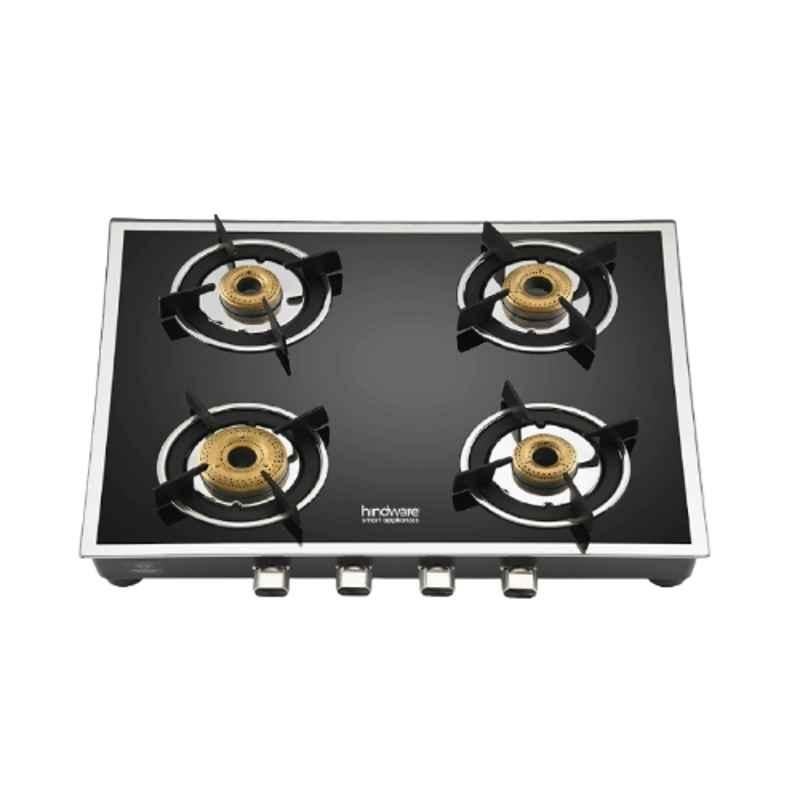 Hindware Vego 4B AI Glass Top Cooktop with 4 Brass Burner & Automatic Ignition, CT 100180