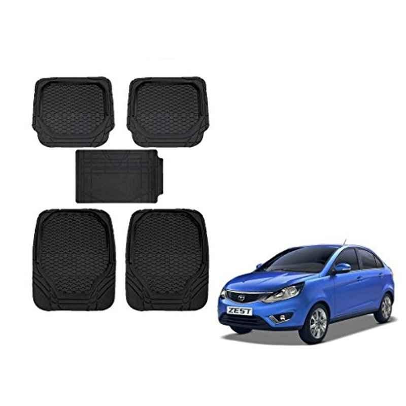 Kozdiko 8855TW 5 Pcs Rubber Black Rubber Car Mat Set for Tata Zest
